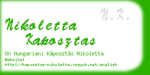 nikoletta kaposztas business card